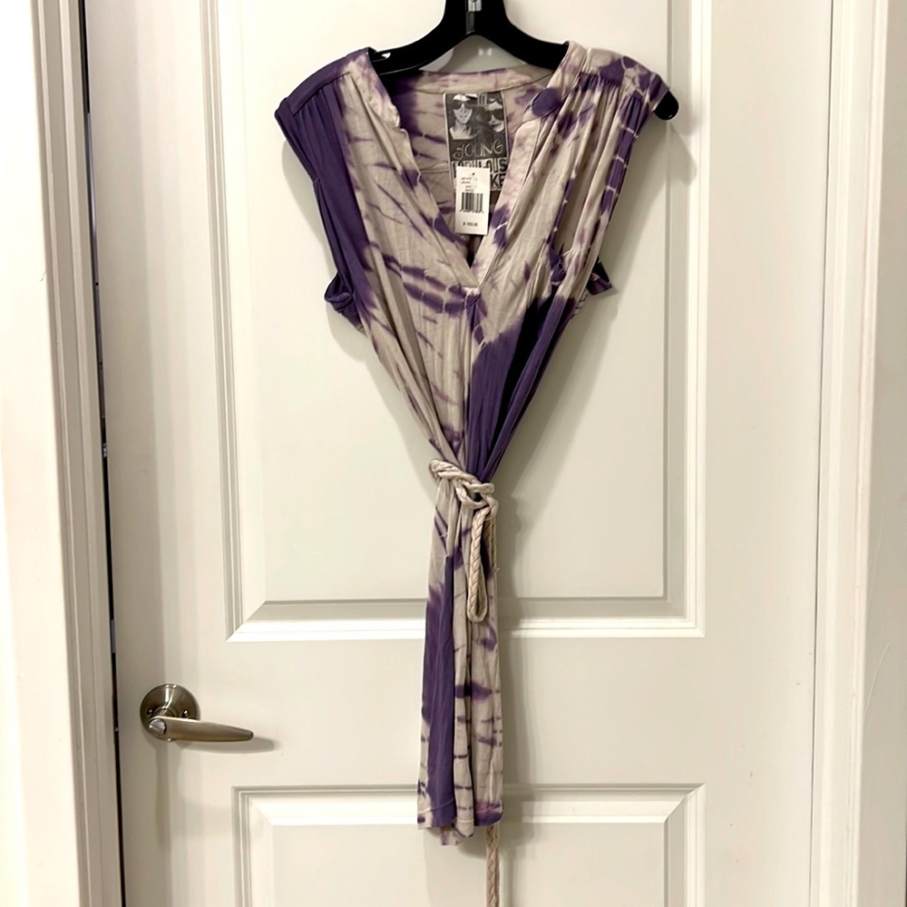 NWT Young Fabulous & Broke purple/white tie dye stretchy dress S Retail $163